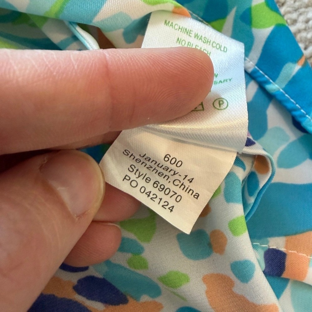 Lilly Pulitzer Skylar Tank Top Womens M Blue Green Sea Soiree Flowy Halter Beach - Picture 6 of 10